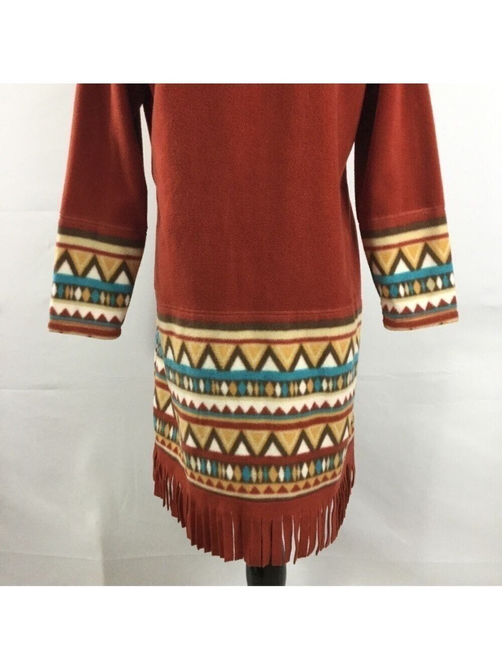 Koret Fringe Fleece Southwestern Toggle Button Longline Duster Jacket Size PS - Picture 11 of 15